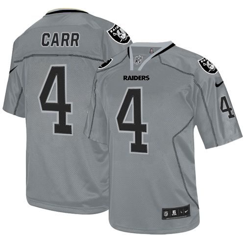 Nike Raiders #4 Derek Carr Lights Out Grey Men's Stitched NFL Elite Jersey - Click Image to Close